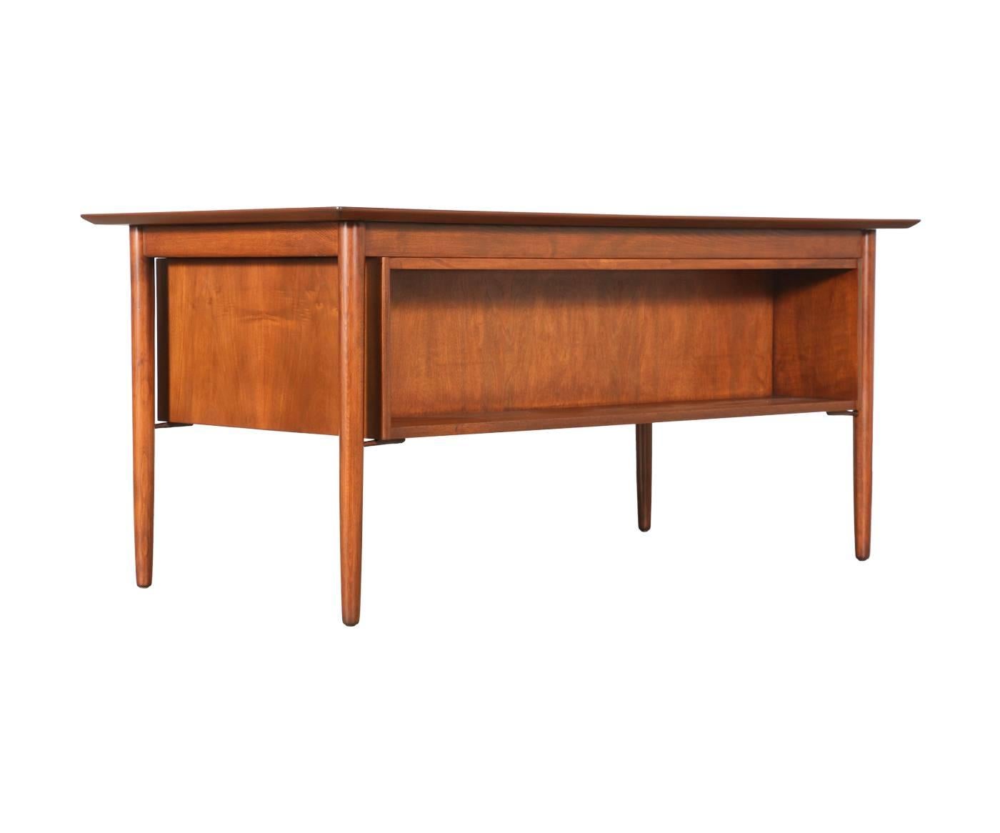 Mid-20th Century Danish Modern Executive Walnut Desk with Bookshelf Backrest