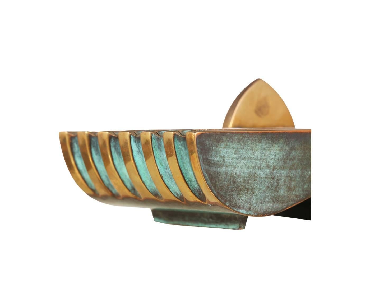 Israeli Maurice Ascalon Modernist Verdigris Bronze Box with Cover Lid for Pal-BellAsh