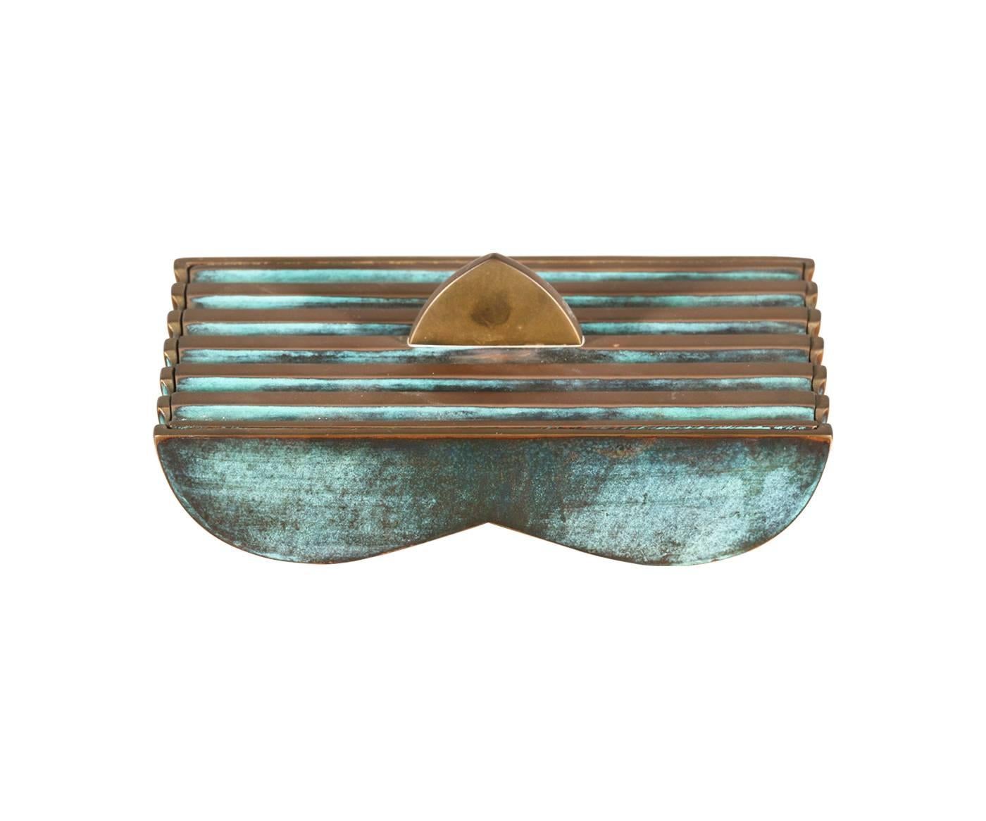 Maurice Ascalon Modernist Verdigris Bronze Box with Cover Lid for Pal-BellAsh In Excellent Condition In Los Angeles, CA