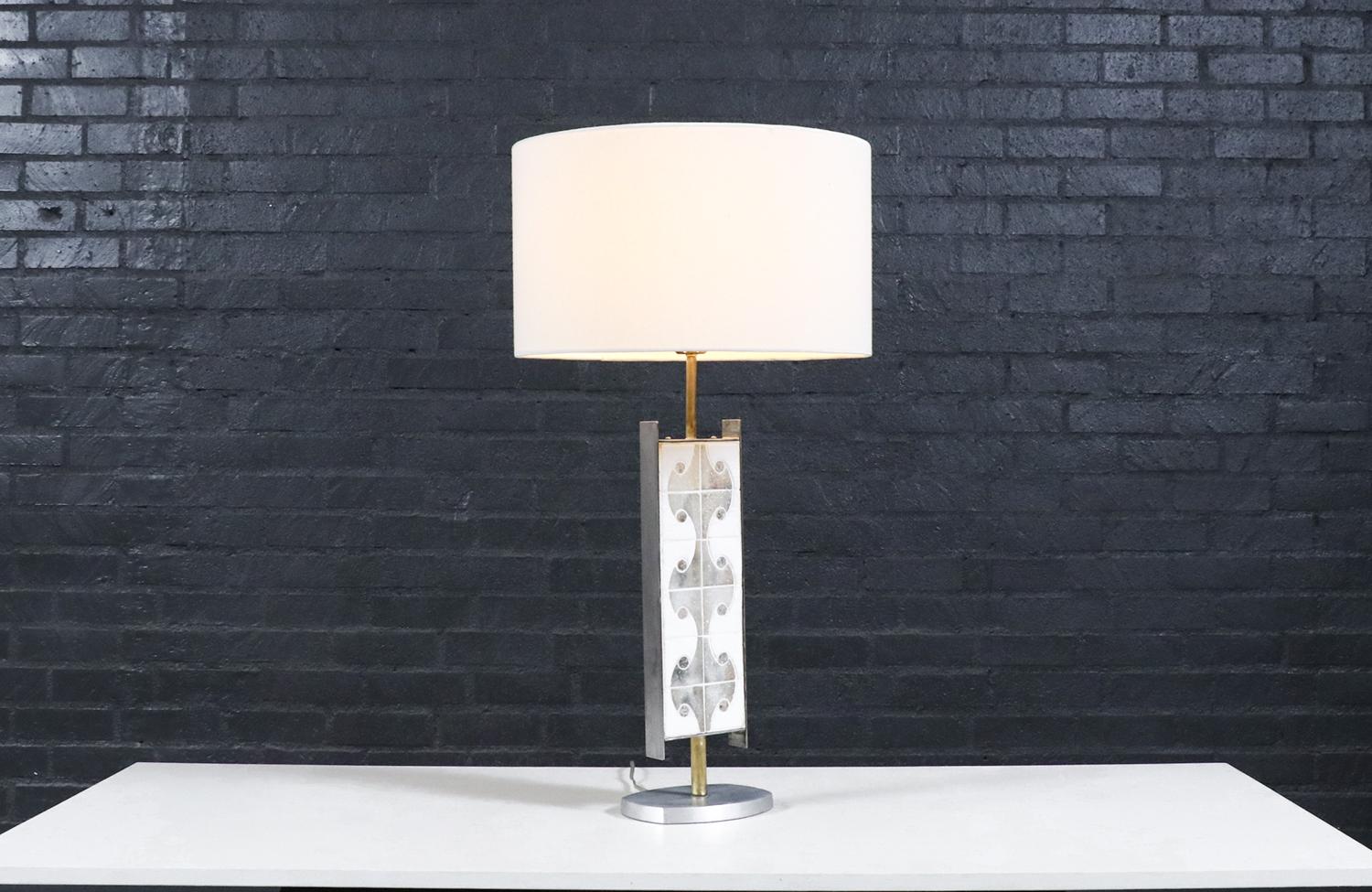 Dimensions
32in H x 7.50in W x 5.50in D
Shade:
10in H x 17in W x 17in D
________________________________________

Transforming a piece of Mid-Century Modern furniture is like bringing history back to life, and we take this journey with passion and