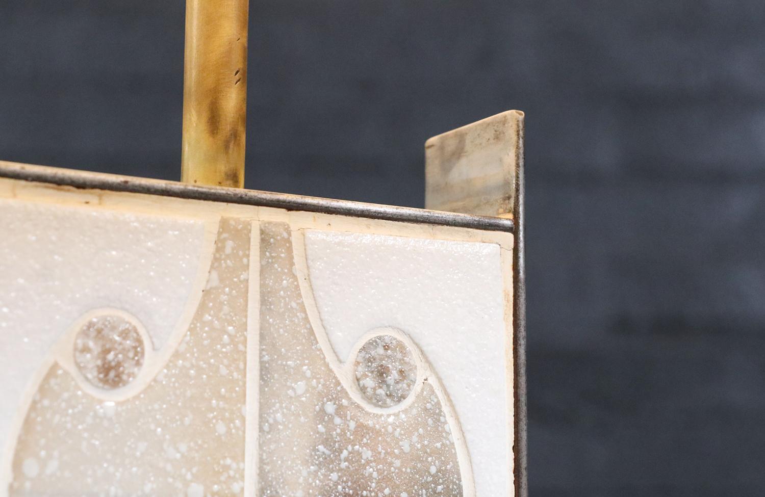 Expertly Restored - Mid-Century Modern Mosaic Tile & Steel Table Lamp For Sale 2