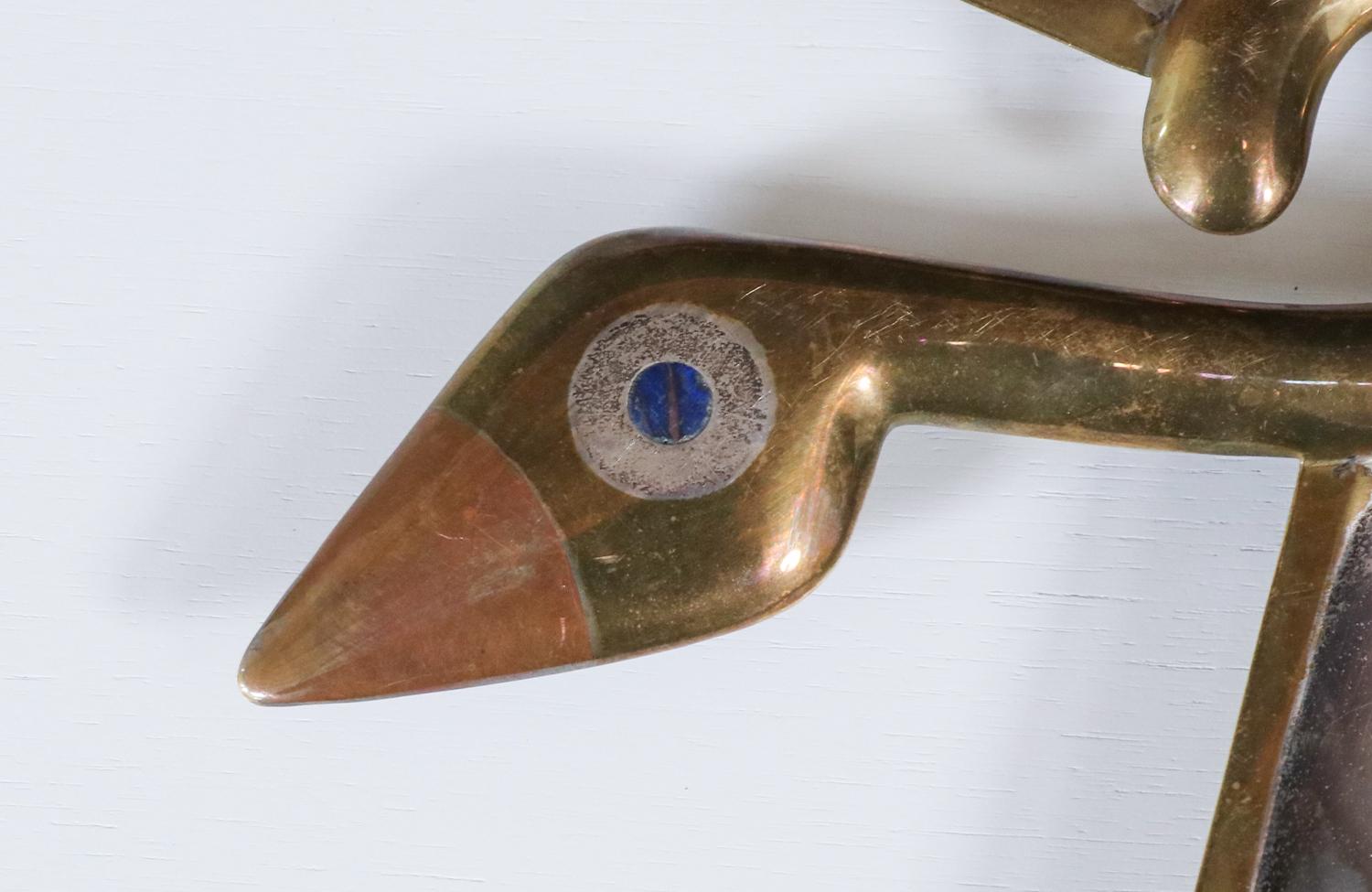 Argent Plateau à oiseaux abstrait moderniste mexicain par Los Castillo en vente