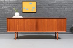 Expertly Restored - Bernhard Pedersen Danish Modern Tambour-Door Teak Credenza