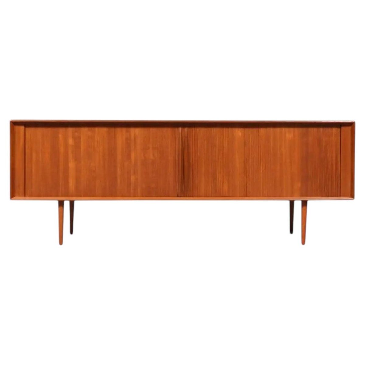 Expertly Restored - Bernhard Pedersen Danish Modern Tambour-Door Teak Credenza