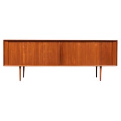 Expertly Restored - Bernhard Pedersen Danish Modern Tambour-Door Teak Credenza