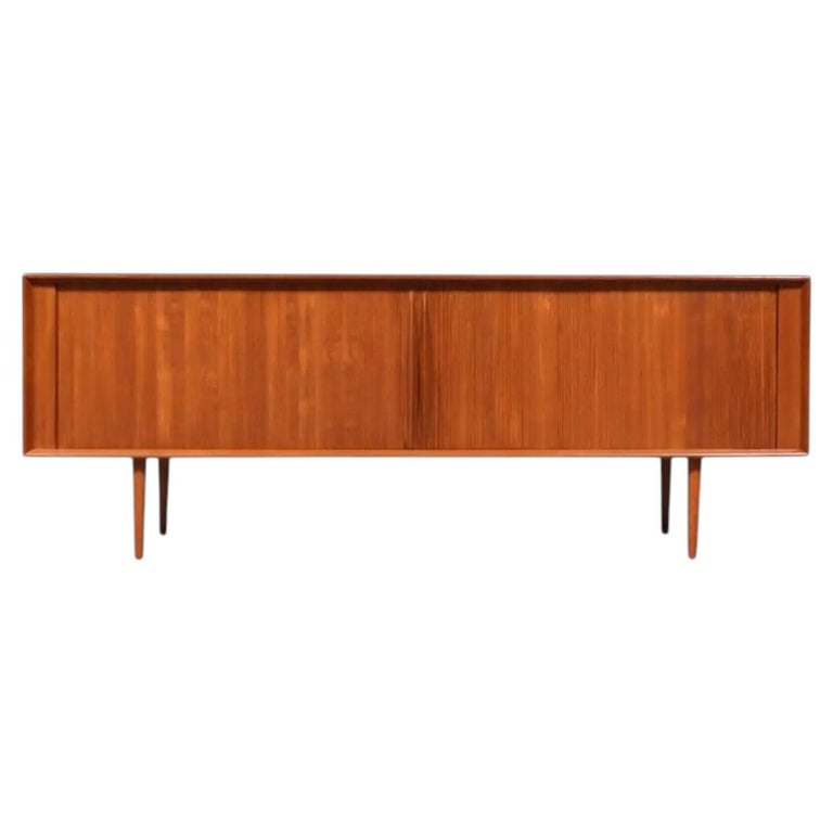 Expertly Restored - Bernhard Pedersen Danish Modern Tambour-Door Teak Credenza