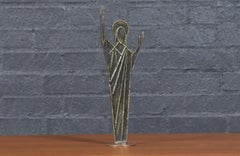 Sculpture en bronze du Christ moderniste autrichien du milieu du siècle par Franz Hagenauer