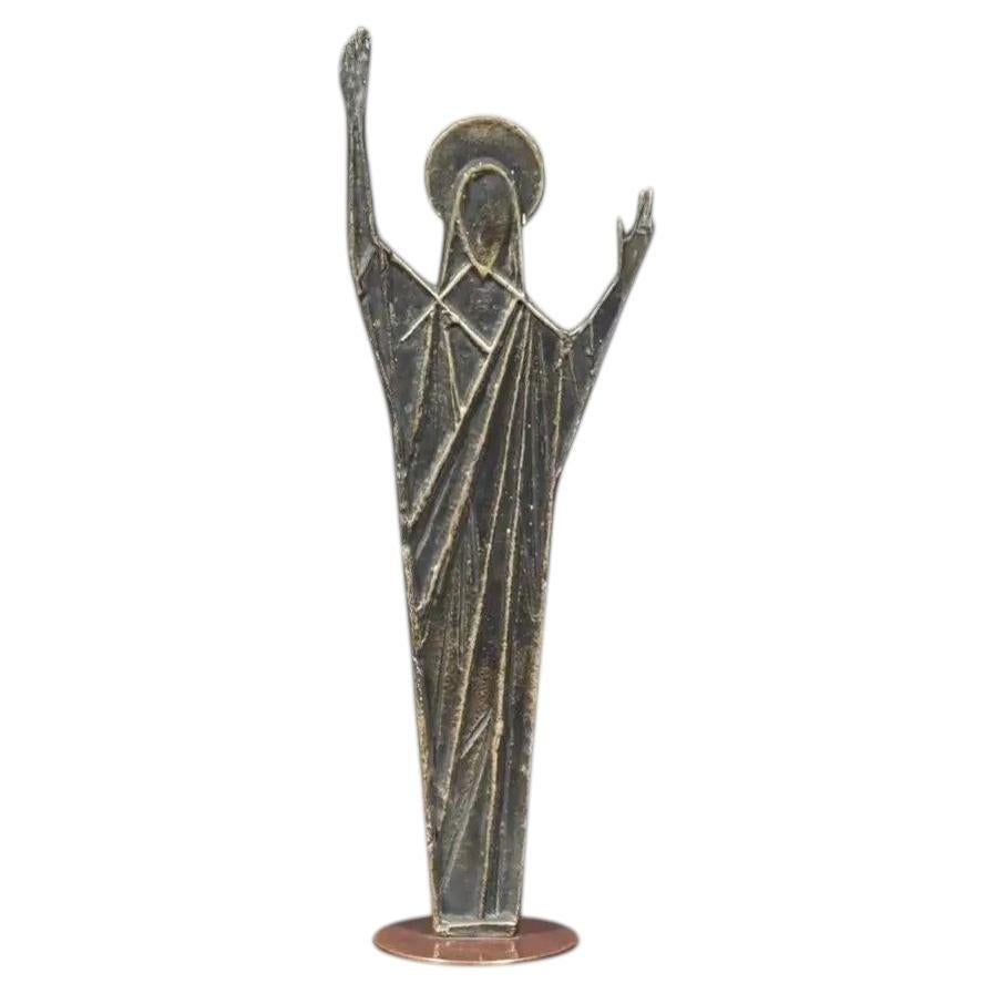 Mid-Century Austrian Modernist Bronze Christ Sculpture by Franz Hagenauer For Sale