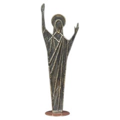 Sculpture en bronze du Christ moderniste autrichien du milieu du siècle par Franz Hagenauer
