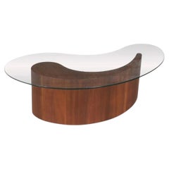 Mid-Century Sculpted Biomorphic Shaped Coffee Table w/ Glass Top