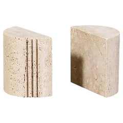 Italian Modernist Travertine Bookends by Fratelli Mannelli for Marble Art