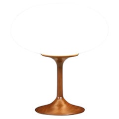 Mid-Century Modern Walnut & Glass Mushroom Table Lamp