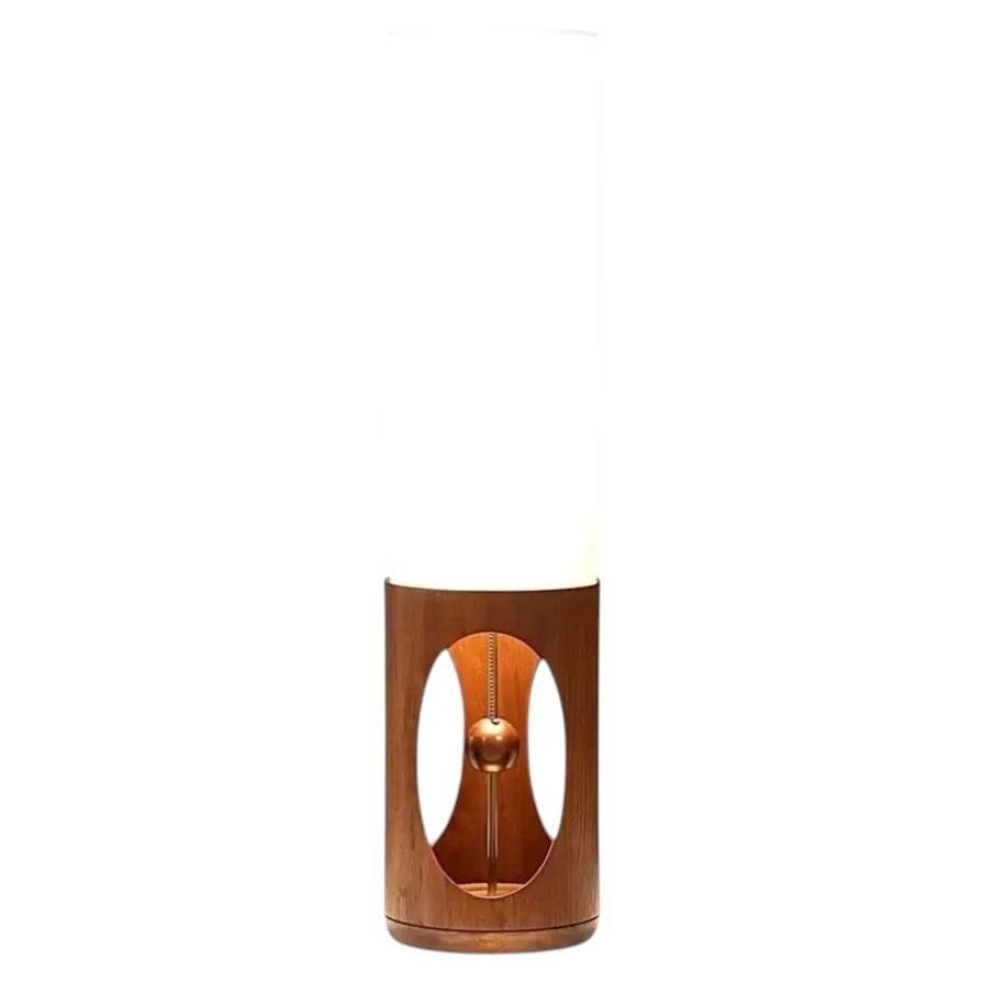 Arthur Jacobs Korina Wood Cylinder Table Lamp for Modeline of California For Sale
