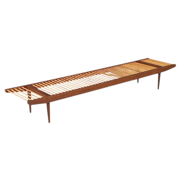 Expertly Restored - Milo Baughman Two-Tone Slatted Bench for Glenn of California