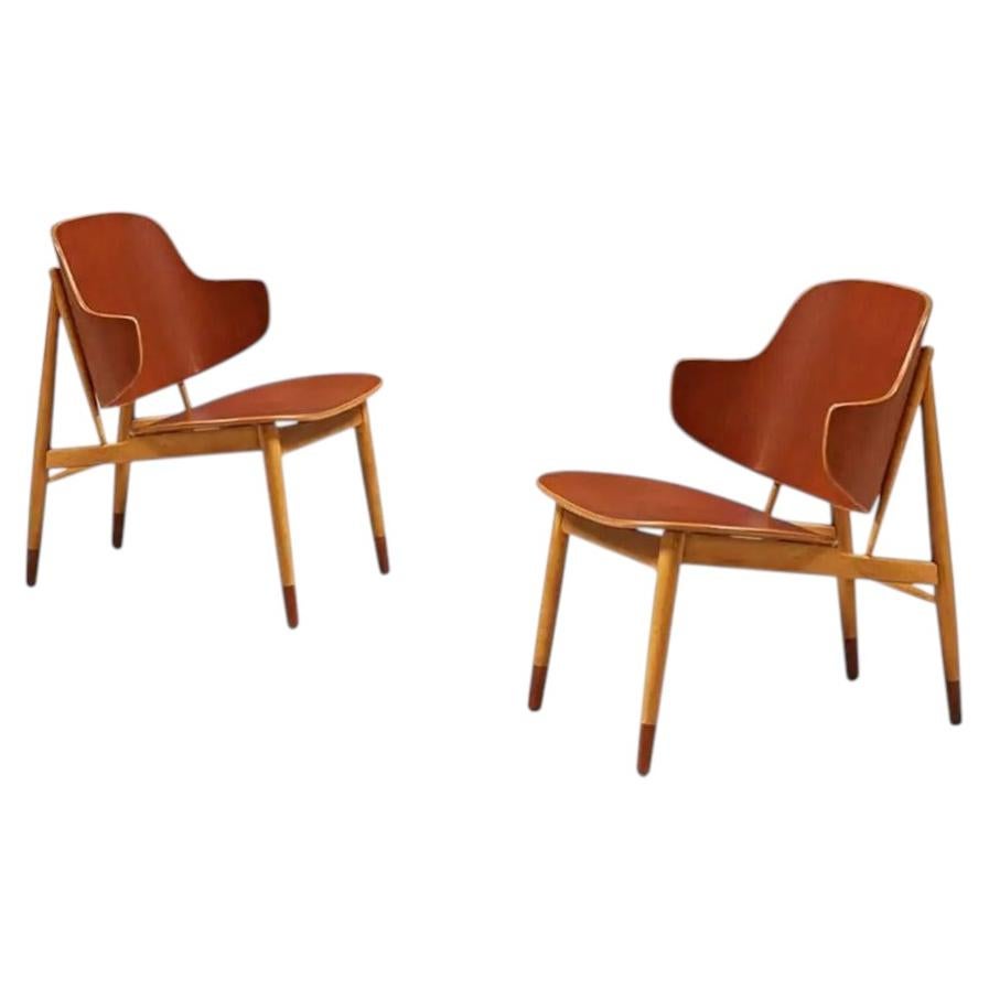 Expertly Restored - Ib Kofod-Larsen Shell Chairs for Christiansen & Larsen