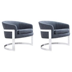 Expertly Restored - Mid-Century Modern Chrome Tub Lounge Chairs by Flair