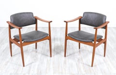 Norwegische moderne Sessel aus Teakholz und Leder von Gerhard Berg