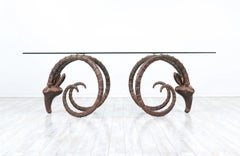 Expertly Restored - Mid-Century Modern Bronze Rams Head Ibex Dining Table