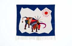 Mid-Century Modern Cubist Bull Wall Art Tapestry