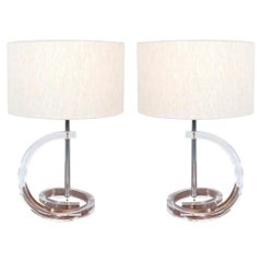 Mid-Century Modern Sculpted Lucite Table Lamps