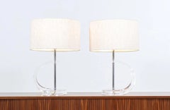 Mid-Century Modern Sculpted Lucite Table Lamps