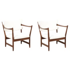 Fredrik Kayser & Adolf Relling fauteuil de salon Kaminstolen en teck et laine bouclée africaine