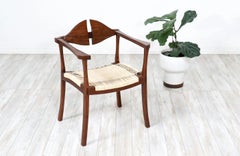 California Modern Walnut & Cane Arm Chair by Gene L. Hackleman