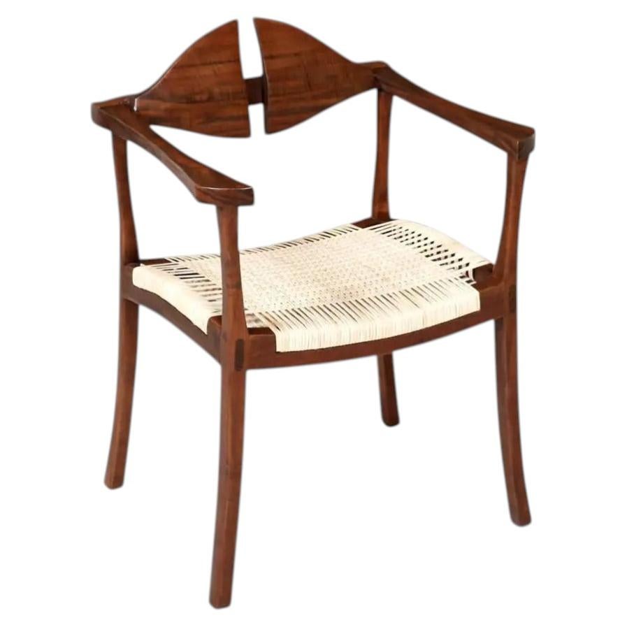 California Modern Walnut & Cane Arm Chair by Gene L. Hackleman For Sale