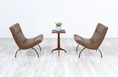 Milo Baughman "Scoop" Iron & Leather Lounge Chairs for Thayer Coggin