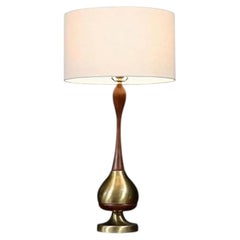 Tony Paul Sculpted Brass & Walnut Table Lamp by Westwood Industries