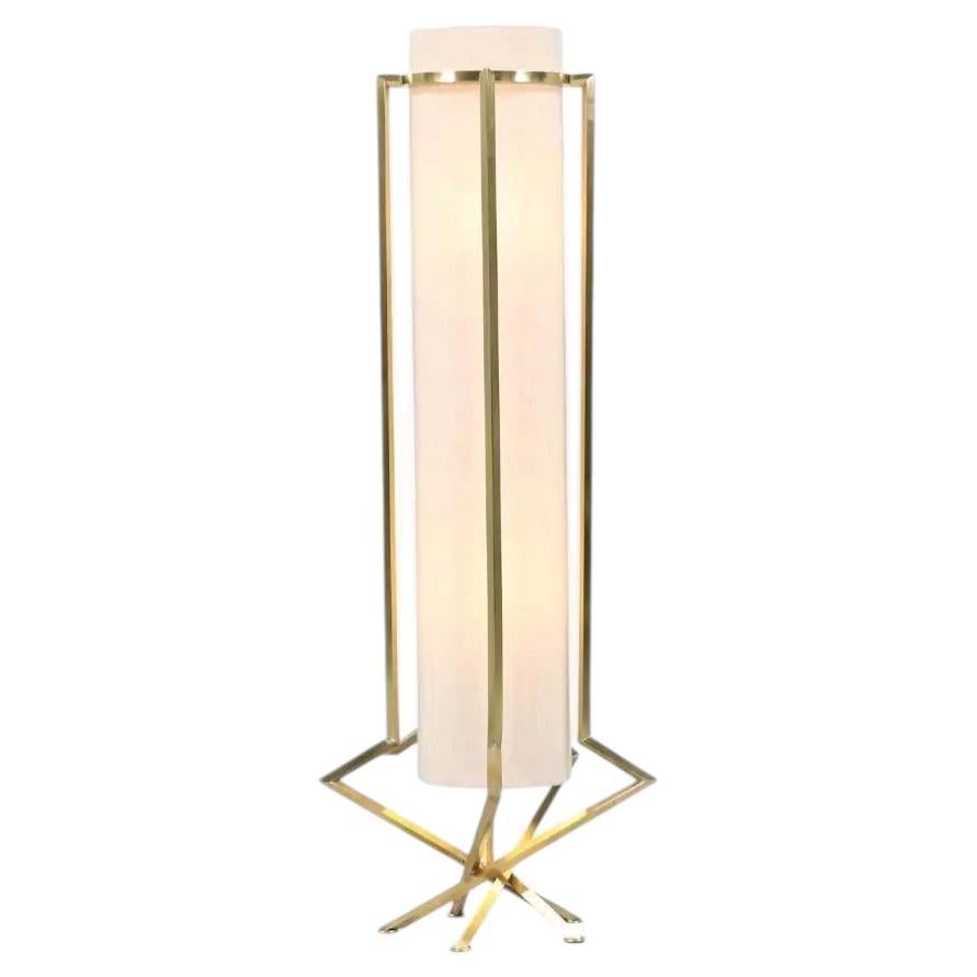 Fachmännisch restaurierte - Stehlampe aus geformtem Messing, Mid-Century Modern im Angebot