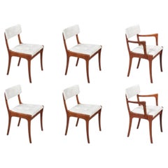 Fachmännisch restaurierte Esszimmerstühle im Mid-Century-Modern-Stil aus Teakholz und Tweed von Peter Haywar
