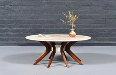 Broyhill "Brasilia "Cathedral Coffee Table w/ Roman Travertine Top