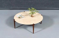 Folke Ohlsson Model 1304-T Roman Travertine Top Coffee Table for Dux