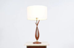 Expertly Restored - Mid-Century Modern Free-Form Walnut Table Lamp