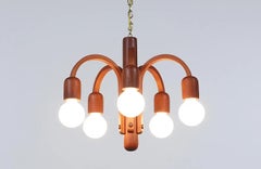 Lustre à suspension danois moderne en teck « Candélabre » de Domus