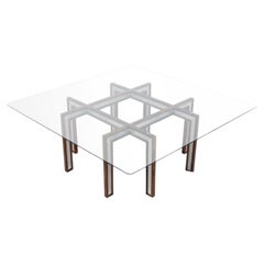 Restaurada por expertos - Mesa de centro moderna danesa de palisandro y acero de Henning Korch