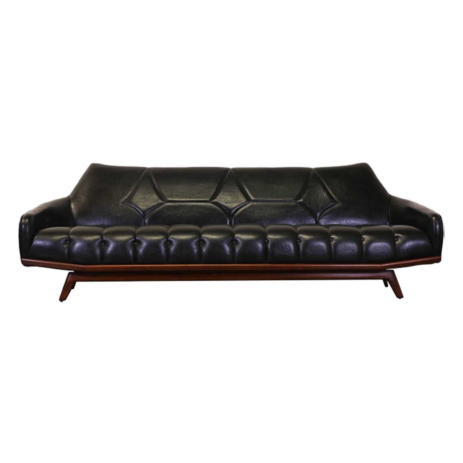 Mid-20th Century Mid-Century Modern Wing Back Tufted Sofa