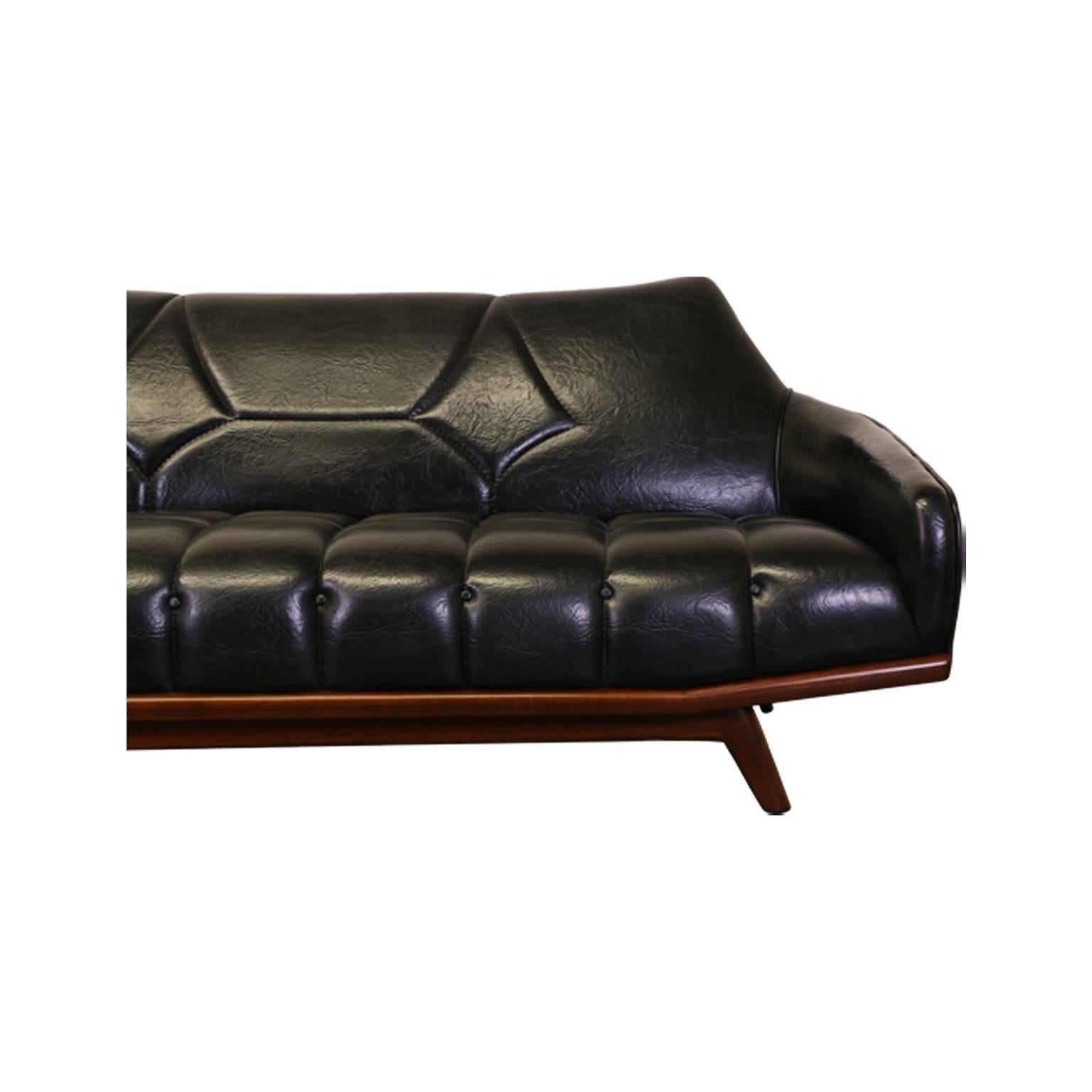 Mid-Century Modern Wing Back Tufted Sofa 2
