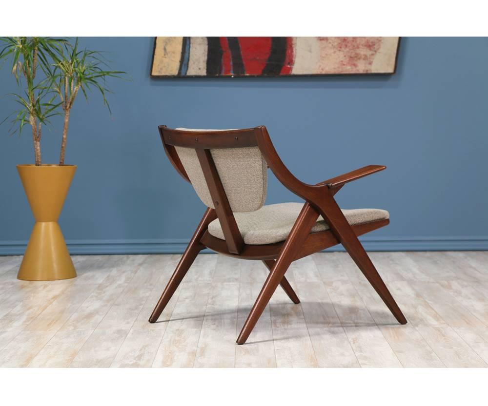 Mahogany Mid-Century Modern “Scissor” Lounge Chairs