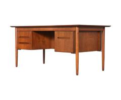 Danish Modern Executive Walnut Desk with Bookshelf Back