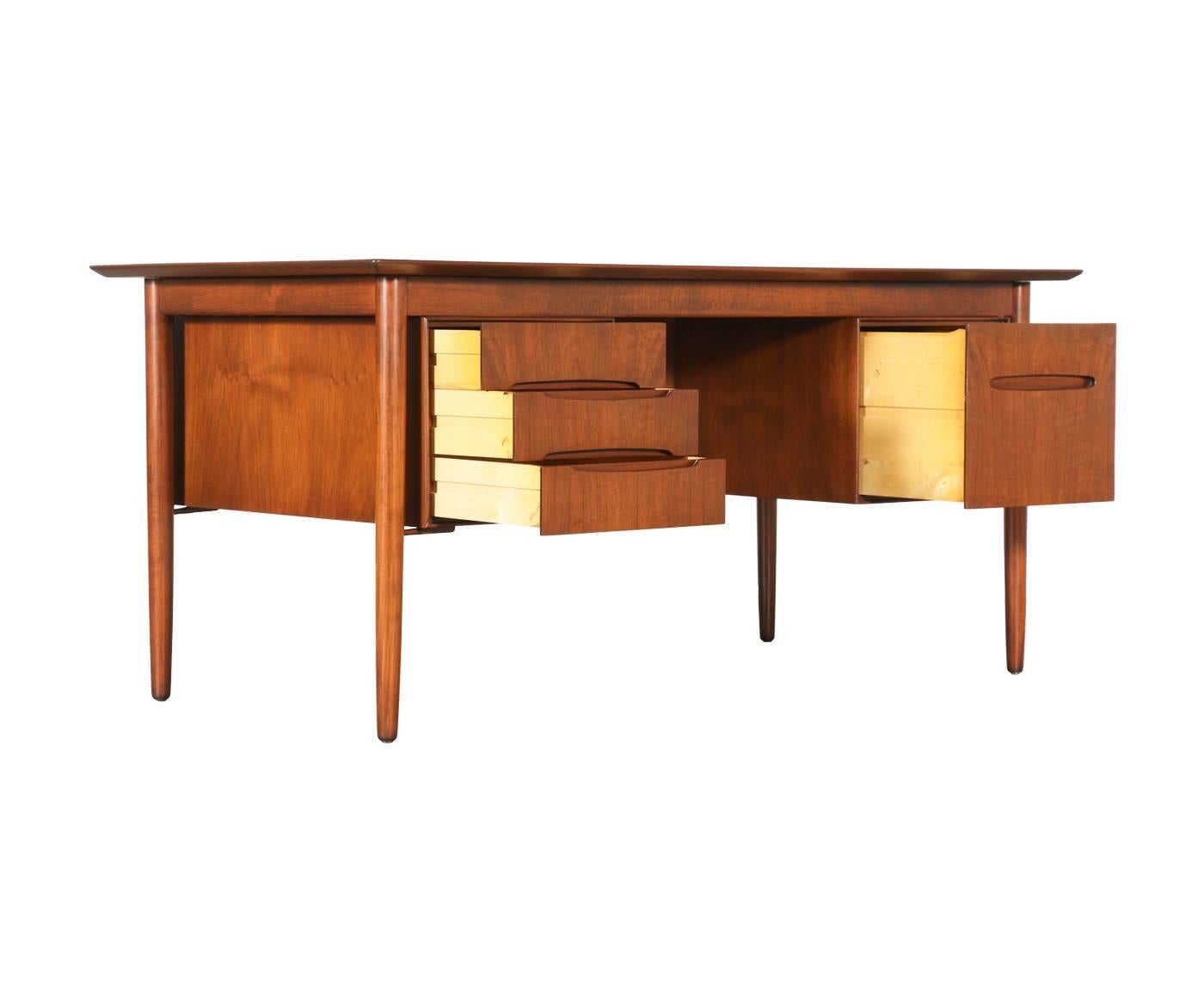 Danish Modern Executive Walnut Desk with Bookshelf Back 1