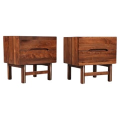 Expertly Restored - Mid-Century Modern Walnut Night Stands w/ Metal Accents