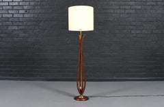 Expertly Restored - Mid-Century Sculpted Wood Floor Lamp by Roller Lamp Co.