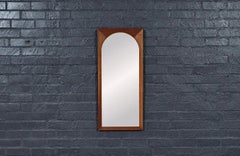 Expertly Restored - Mid-Century Modern Walnut Beveled Frame Arch Mirror