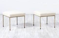 Mid-Century Modern Brass & Leather Stools by Frederick Weinberg