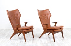 Expertly Restored - Kurt Østervig Cognac Leather Wing Chairs for Rolschau Møbler