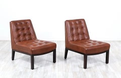 Expertly Restored - Edward J. Wormley Cognac Leather Slipper Chairs for Dunbar