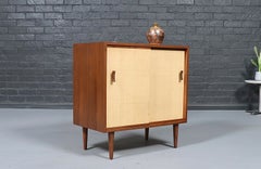 Stanley Young Walnut & Grasscloth Credenza for Glenn of California
