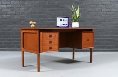 Erik Brouer Executive Teak Desk w/ Bookcase for Brouer Møbelfabrik
